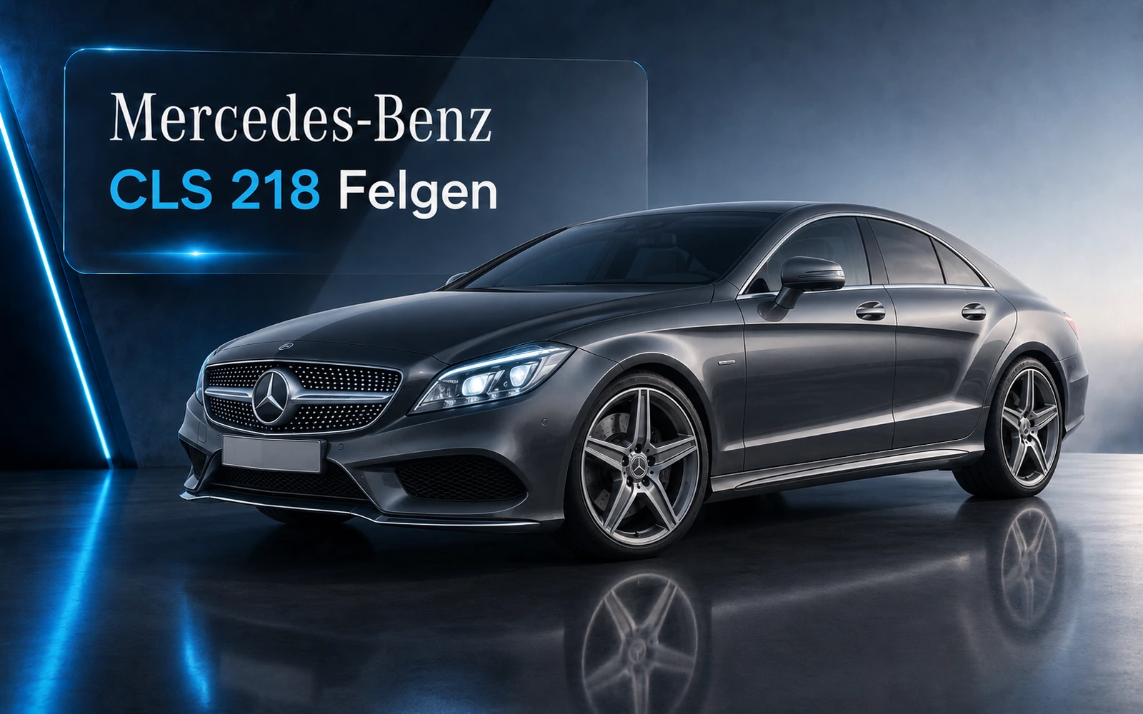 Mercedes-Benz CLS 218 Felgen auf sportlicher Limousine in dunkler Studioaufnahme