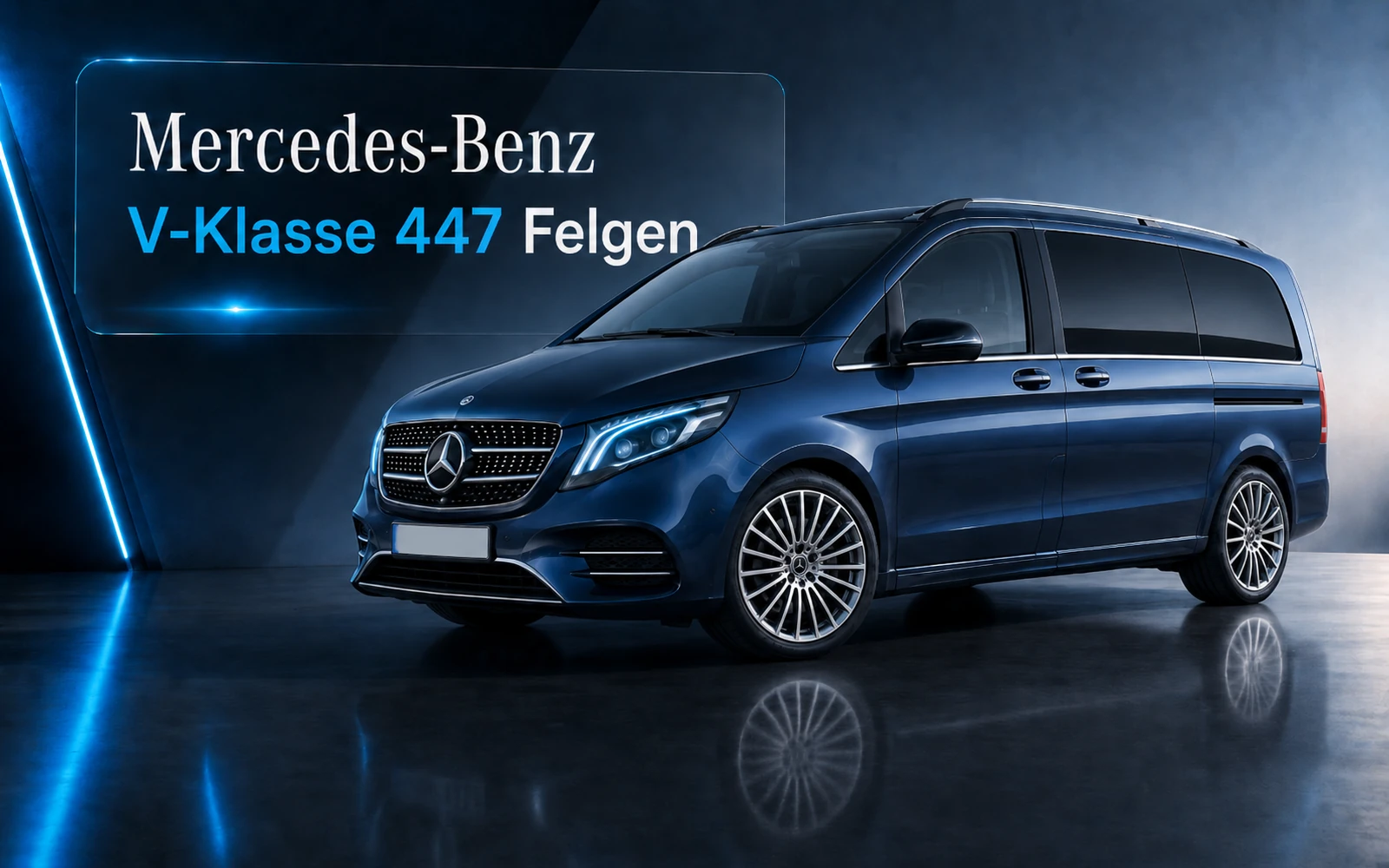 Mercedes-Benz V-Klasse 447 mit eleganten Leichtmetallfelgen vor dunklem Premium-Hintergrund