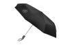Preview: Schwarzer Mercedes-Benz Regenschirm mit hochwertigem Mercedes-Stern-Logo auf der Bespannung, kompakt und elegant gestaltet, ideal für stilbewusste Autofahrer.