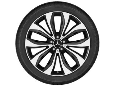 Original Mercedes-Benz 5 Doppelspeichen Alufelge in 20 Zoll für GLC C253 und X253, glanzgedreht in Schwarz, Felgengröße 8,5 J x 20 ET 40