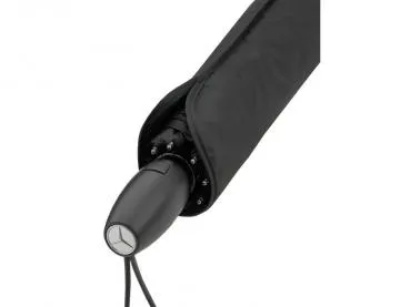 Kompakter Doppelautomatik-Taschenschirm in Schwarz - Zuverlässiger Schutz für jede Wetterlage