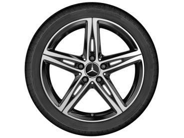 Preview: A/B/CLA-Klasse Winterkompletträder (4-Stück) 5-Speichen Glanzgedreht Schwarz 225/45 R18 91H Bridgestone Blizzak LM001 MO Q44014191094A/1095A