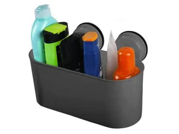 Eine Aufbewahrungsbox in Anthrazit mit zwei Saugnäpfen und einer Tragkraft von ca. 6kg.