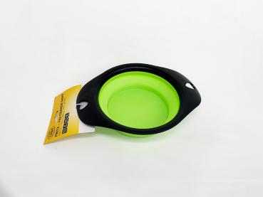 Faltbarer Hundenapf in Anthrazit/Lime, ideal für unterwegs und Camping mit 0,7 Litern Füllmenge.
