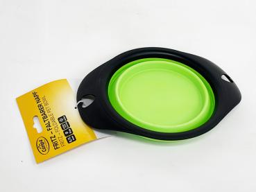 Preview: Kompakter, faltbarer Hundenapf mit stabilen Griffen und Herz-Ausstanzung zum einfachen Aufhängen