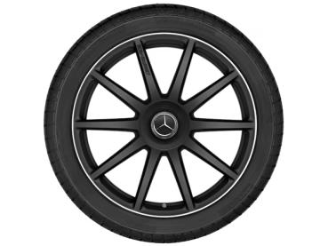 AMG Schmiederad in schwarz matt mit glanzgedrehtem Felgenhorn für Mercedes-Benz S-Klasse W222, 10-Speichen-Design, Vorderachse, 20 Zoll AMG Schmiederad in schwarz matt mit glanzgedrehtem Felgenhorn für Mercedes-Benz S-Klasse W222, 10-Speichen-Design, Vorderachse, 20 Zoll