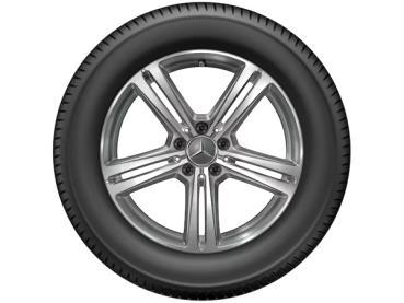 Original Mercedes-Benz 5-Speichen-Leichtmetallrad in 18 Zoll für GLC, glanzgedrehte Oberfläche in Grau Himalaya, Teilenummer A25340145007X21 – hochwertig verarbeitet und wintertauglich.
