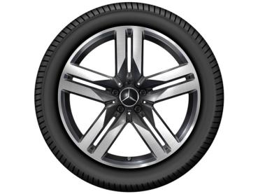 Original Mercedes-Benz 5-Doppelspeichen-Leichtmetallfelge 20 Zoll für GLC, glanzgedreht in Schwarz mit Lackierung – Teilenummer A25340151007X23