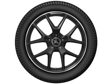 Original Mercedes-Benz AMG Kreuzspeichen-Felge 20 Zoll in Schwarz mit glanzgedrehtem Felgenhorn für GLC Hinterachse, Artikelnummer A25340156007X72