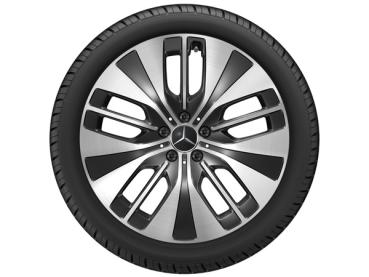 Original Mercedes-Benz EQE Aero Vielspeichen-Rad in 20 Zoll, schwarz glanzgedreht, hochwertige Aluminiumfelge für die Hinterachse