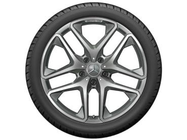 Preview: Detailansicht der AMG 5-Doppelspeichen Felge 21 Zoll in Titangrau – passend für Mercedes G-Klasse BR463, Artikelnummer A46340119007X21