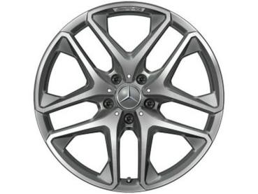 Original Mercedes-Benz AMG 21-Zoll-Felge im 5-Doppelspeichen-Design in Titangrau glanzgedreht, passend für G-Klasse W463, Vorder- und Hinterachse, hochwertige Leichtmetallfelge für maximale Fahrstabilität und sportliches Design