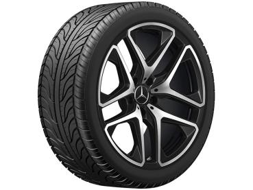 Preview: Original AMG 5-Doppelspeichen-Leichtmetallfelge in 21 Zoll für Mercedes G-Klasse BR463, schwarz matt, Designansicht