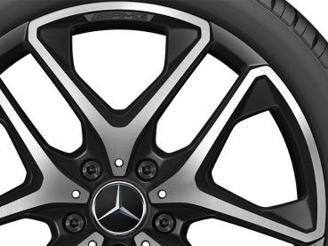 Preview: Original AMG 5-Doppelspeichen-Leichtmetallfelge in 21 Zoll für Mercedes G-Klasse BR463, schwarz matt, Designansicht