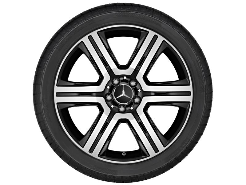 Original Mercedes-Benz 6-Speichen-Leichtmetallfelge 19 Zoll glanzgedreht in Schwarz für GLC Baureihe 253 mit Reifengröße 235/55R19 – Vorder- und Hinterachs-kompatibel