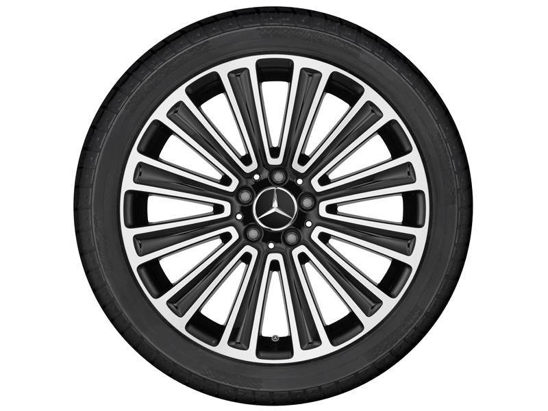 Original Mercedes-Benz 12-Speichen-Leichtmetallfelge in 19 Zoll, glanzgedreht in Schwarz, passend für GLC C253 und X253 – hochwertige Aluminiumfelge mit edlem Finish
