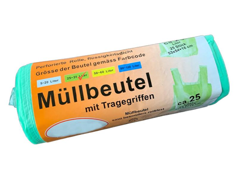 Grüne Müllbeutel mit Trageschlaufe – Perfekt für Campingabfall