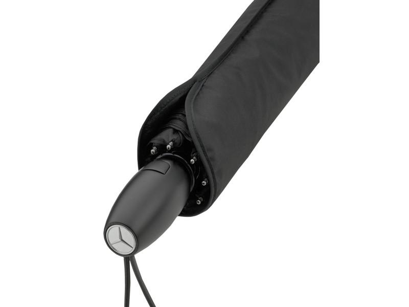 Kompakter Doppelautomatik-Taschenschirm in Schwarz - Zuverlässiger Schutz für jede Wetterlage