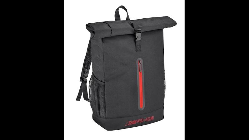 AMG Rolltop-Rucksack – Schwarz-Rot, flexibel und praktisch