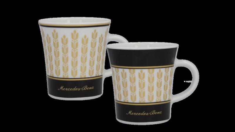 Kaffeebecher schwarz / weiß / goldfarben