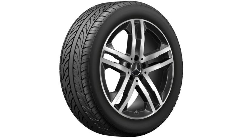 GLA Winterkomplettrad 5-Doppelspeichen-Rad Schwarz Glanzgedreht 235/50 R19 99H Bridgestone Blizzak LM001 MO Baureihe H247 Q44030191024A/25A