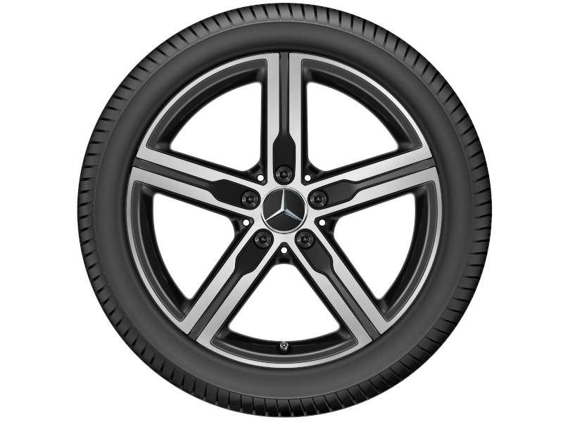 Original Mercedes-Benz Leichtmetallfelge mit fünf Doppelspeichen in Bicolor-Design, bestehend aus schwarz-matten und glanzgedrehten Elementen. Hochwertige Optik mit Mercedes-Stern in der Mitte, passend für verschiedene Modelle. Original Mercedes-Benz Leichtmetallfelge mit fünf Doppelspeichen in Bicolor-Design, bestehend aus schwarz-matten und glanzgedrehten Elementen. Hochwertige Optik mit Mercedes-Stern in der Mitte, passend für verschiedene Modelle.