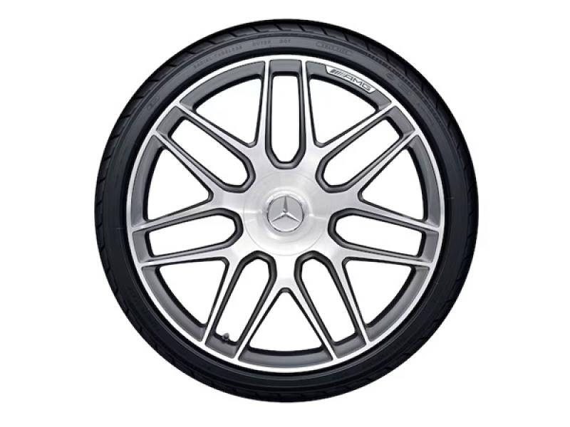 AMG Schmiederad 20 Zoll in Titangrau, glanzgedreht, im Kreuzspeichen-Design für die Mercedes-Benz S-Klasse, Vorderachse, Originalteil A22240142007X21