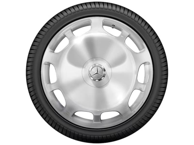 Original Mercedes-Benz 10-Loch-Leichtmetallfelge in 20 Zoll für die S-Klasse W222, silberfarben poliert, passend für die Hinterachse, Artikelnummer A22240155007X15