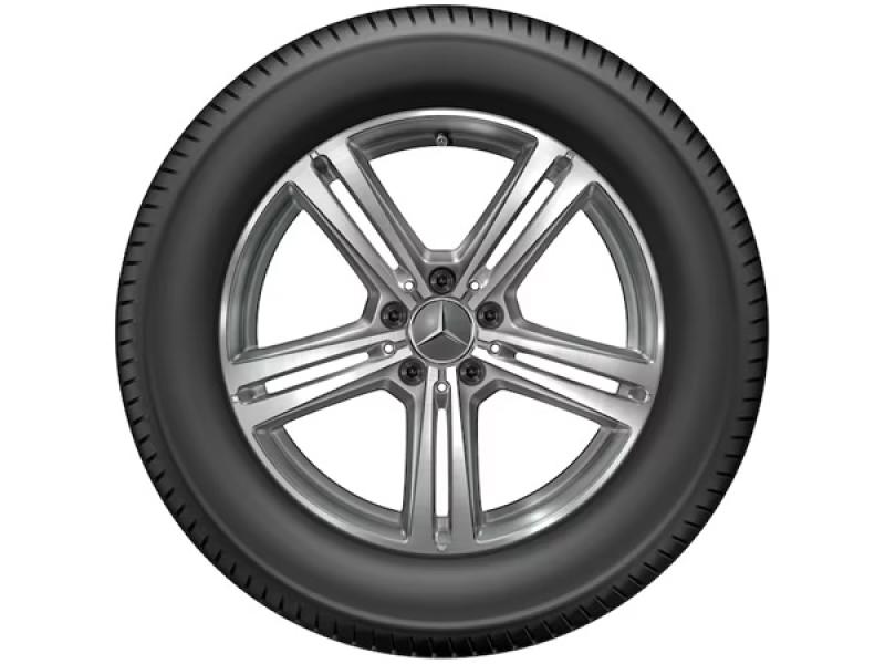 Original Mercedes-Benz 5-Speichen-Leichtmetallrad in 18 Zoll für GLC, glanzgedrehte Oberfläche in Grau Himalaya, Teilenummer A25340145007X21 – hochwertig verarbeitet und wintertauglich.