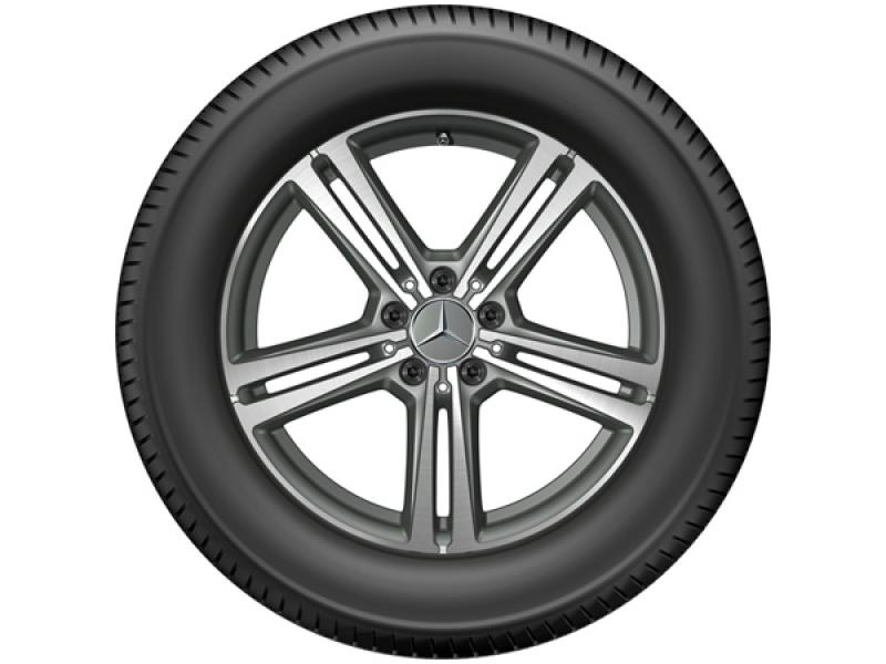 Original Mercedes-Benz 5-Speichen-Leichtmetallrad in 18 Zoll für GLC, glanzgedreht in Himalaya Grau, passend für Vorder- und Hinterachse, wintertauglich und geprüft nach Mercedes-Benz Qualitätsstandards