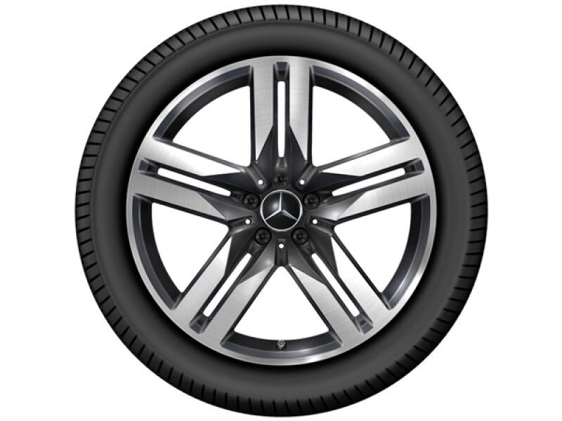 Original Mercedes-Benz 5-Doppelspeichen-Leichtmetallfelge 20 Zoll für GLC, glanzgedreht in Schwarz mit Lackierung – Teilenummer A25340151007X23