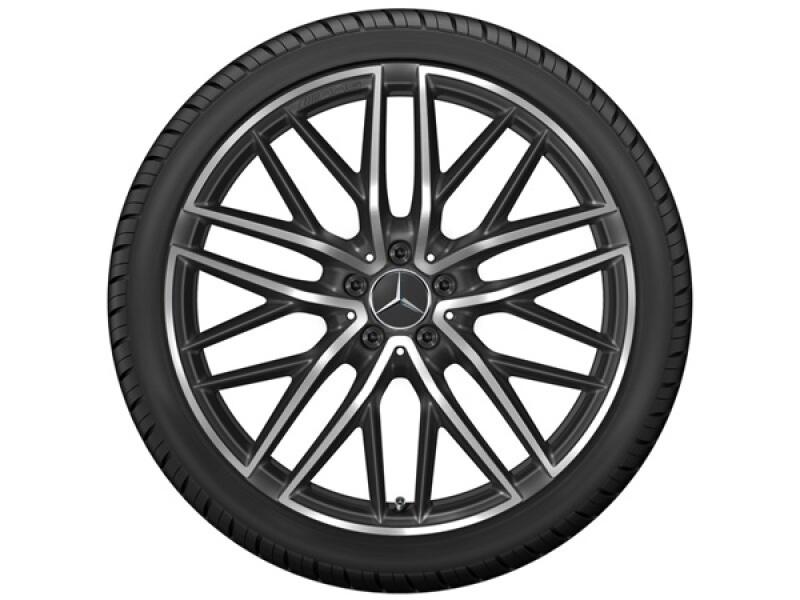Original Mercedes-Benz AMG 5-Doppelspeichen-Leichtmetallfelge in 21 Zoll für den GLC 43, glanzgedreht in Schwarz