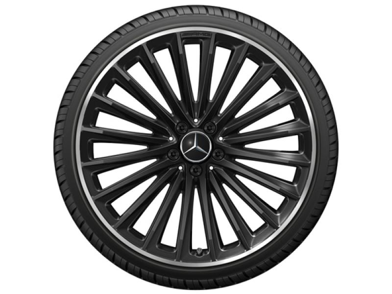 AMG Vielspeichen-Rad EQE 21 Zoll Felge in Schwarz mit glanzgedrehtem Felgenhorn