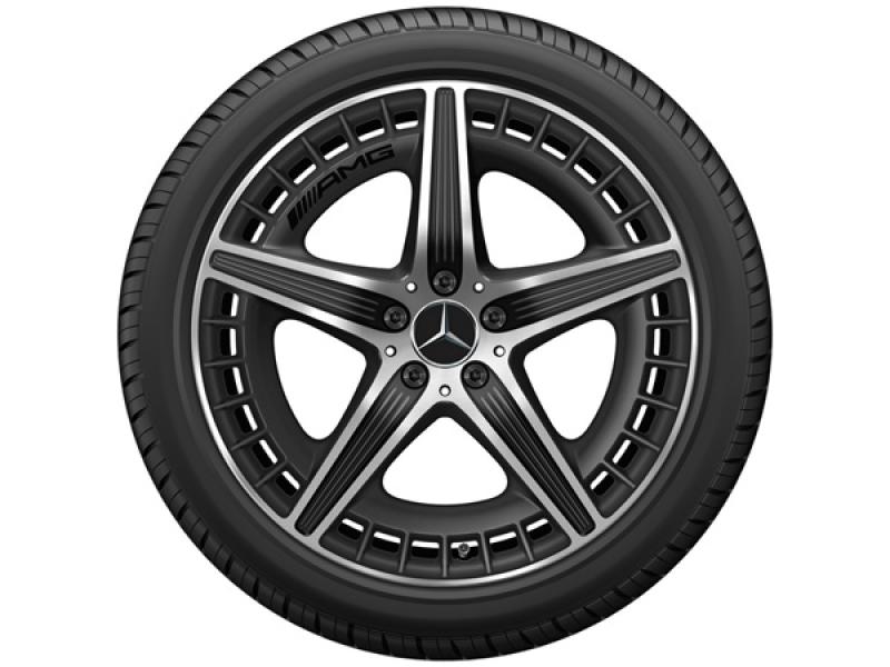 Original Mercedes-Benz AMG 5-Doppelspeichen-Rad EQE 20 Zoll in Schwarz Matt Glanzgedreht – Exklusive Leichtmetallfelge für AMG Entry Performance Modelle