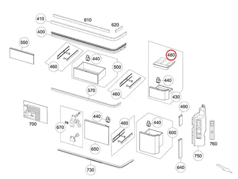 Mercedes Marco Polo Besteckkasten OEM A4476809201