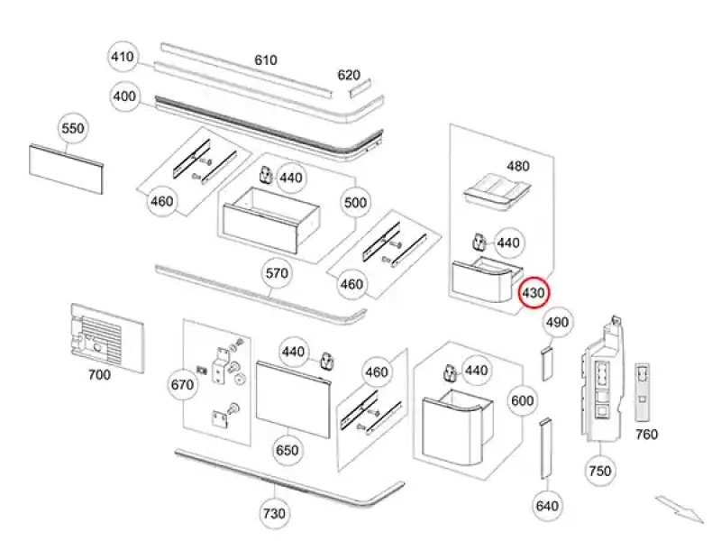 Original Mercedes-Benz Marco Polo Kastengehäuse rechts oben Baureihe 447