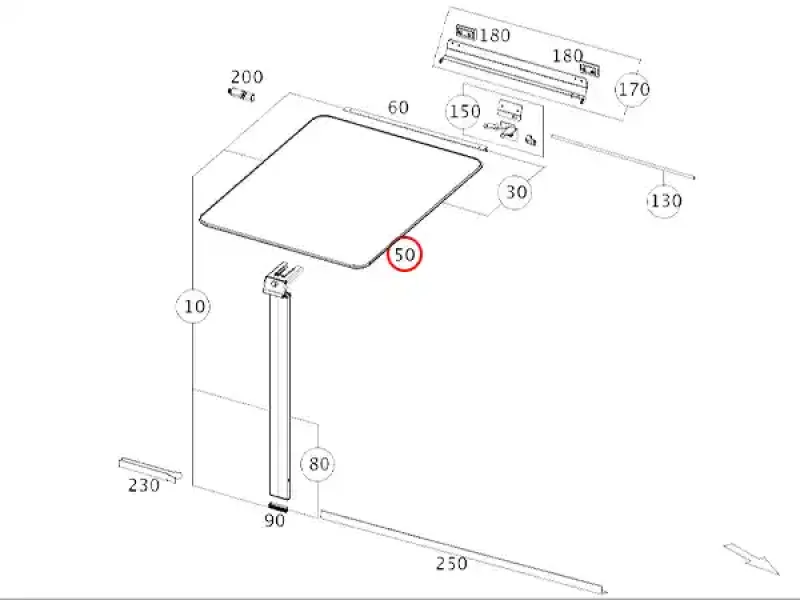 Marco Polo 447 Tischplatte für Kühlbox Original Mercedes