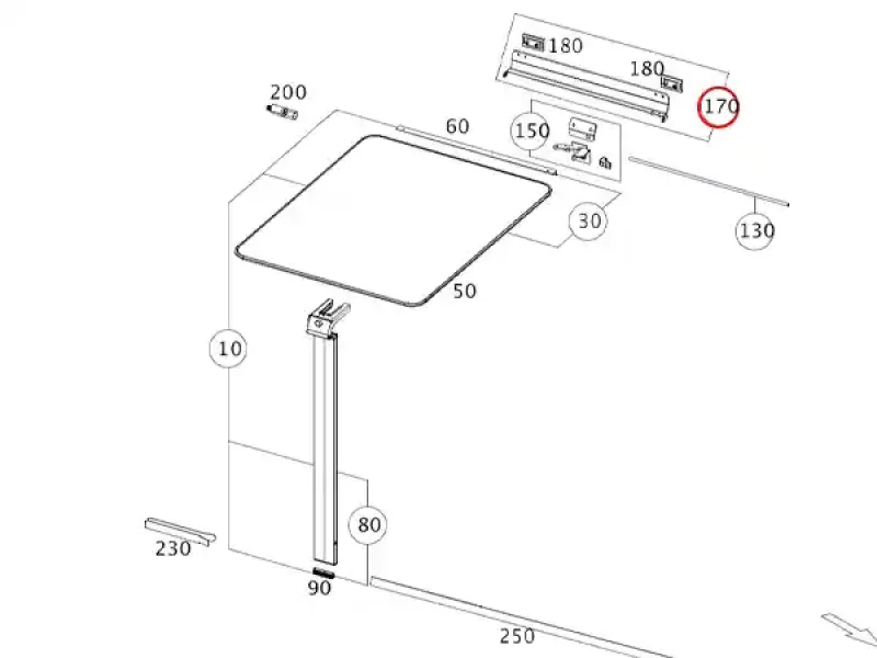 Teilesatz Aufnahme Küchentisch Marco Polo W447 im Küchenschrank A4478103400
