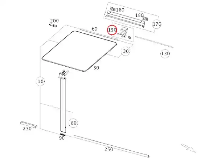 A4478103500 Verriegelung Tischplatte Marco Polo 447