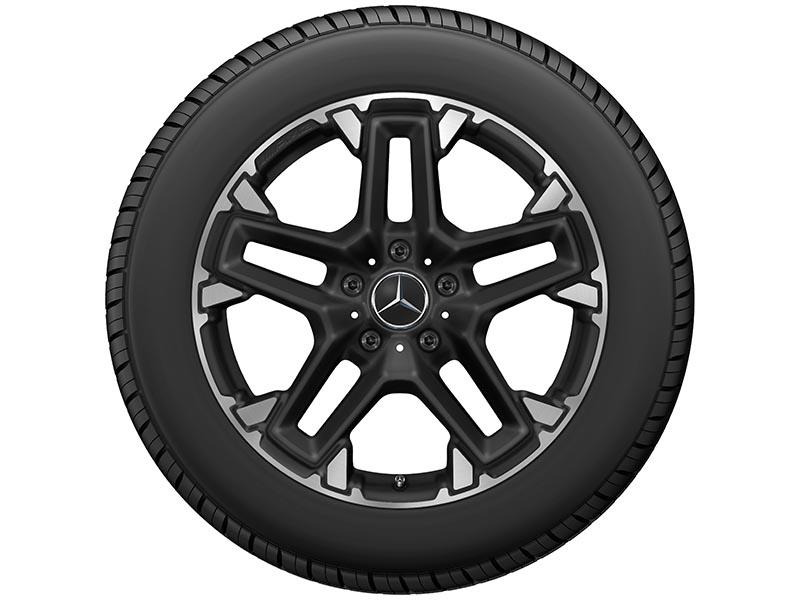 AMG Kreuzspeichen-Leichtmetallfelge in 20 Zoll, schwarz matt, passend für Mercedes-Benz G-Klasse BR463, Vorder- und Hinterachse, Artikelnummer A46340137007X71 AMG Kreuzspeichen-Leichtmetallfelge in 20 Zoll, schwarz matt, passend für Mercedes-Benz G-Klasse BR463, Vorder- und Hinterachse, Artikelnummer A46340137007X71